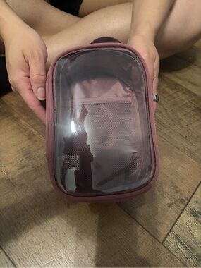Clear-Front Travel Cosmetic Pouch in Dusty Rose